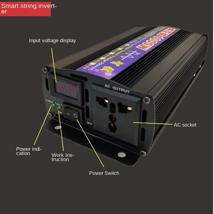 2600W Pure Sine Inverter  12V / 24V / 48V / 60V Portable Car Micro Power Inverter Home Inverter Power Converter Solar Inverter