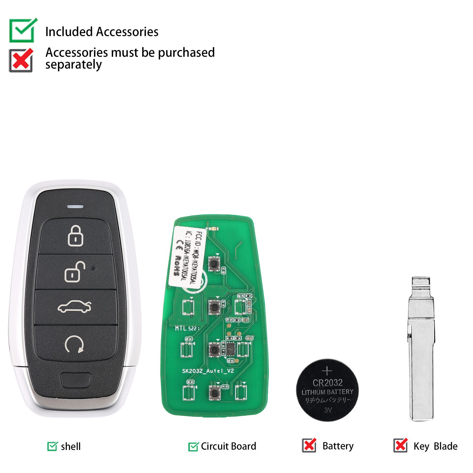 AUTEL IKEYAT004EL 4 Buttons Independent Universal Smart Key 5pcs/lot