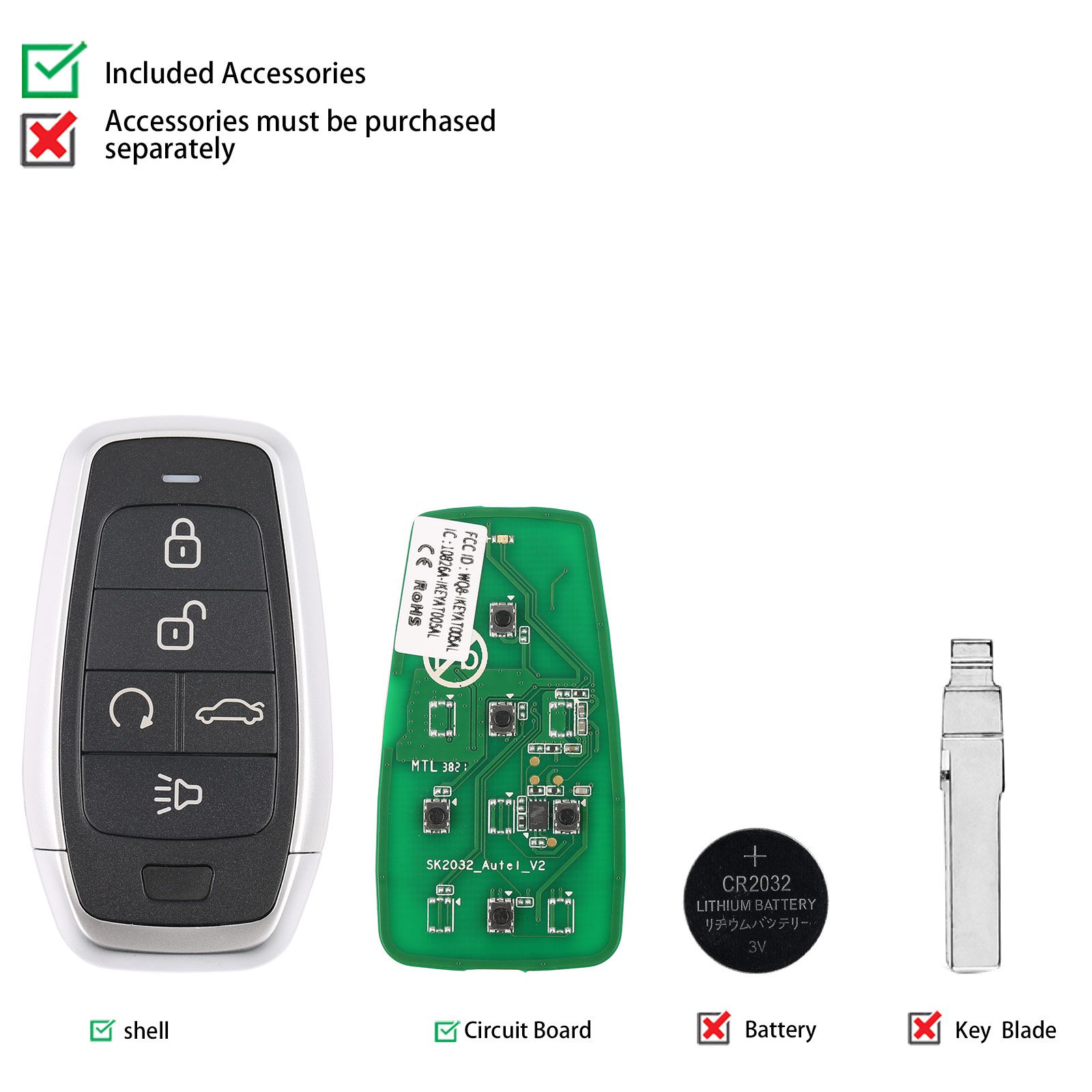 AUTEL IKEYAT005BL 5 Buttons Independent Universal Smart Key 5pcs/lot