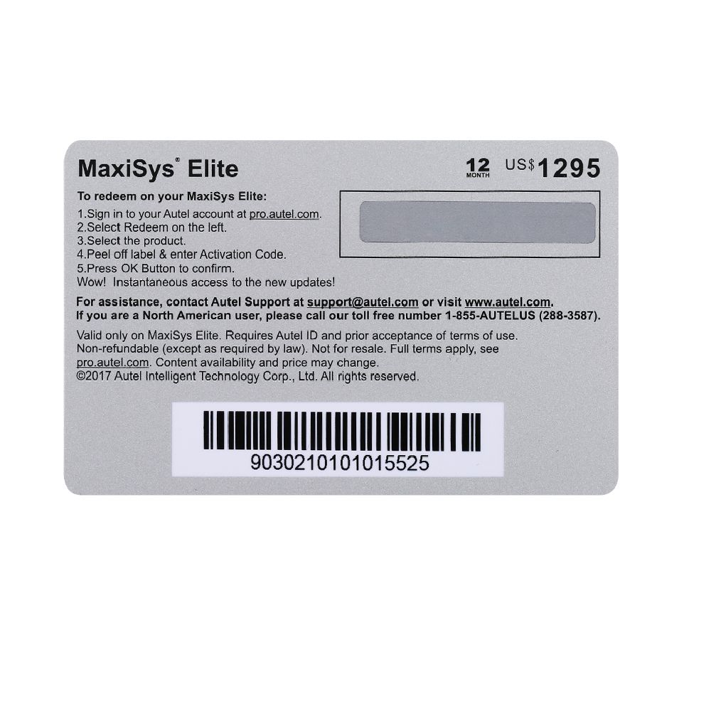 Autel Maxisys Elite/ Maxisys Elite II One Year Update Service (Total Care Program Autel)