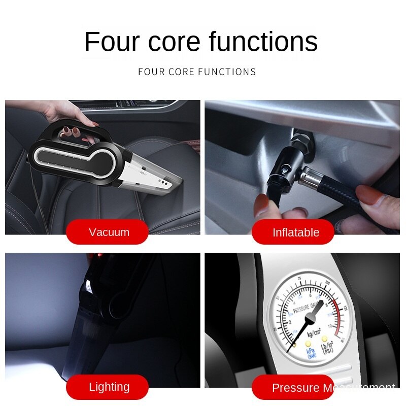 Car vacuum cleaner high-power multi-function vehicle inflatable pump high-power portable four-in-one car vacuum cleaner