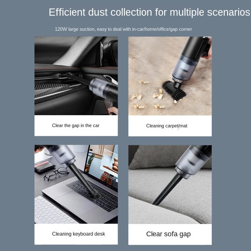 Car vacuum cleaner wireless charging car home wet and dry dual-use mini belt brush pet hair car vacuum cleaner