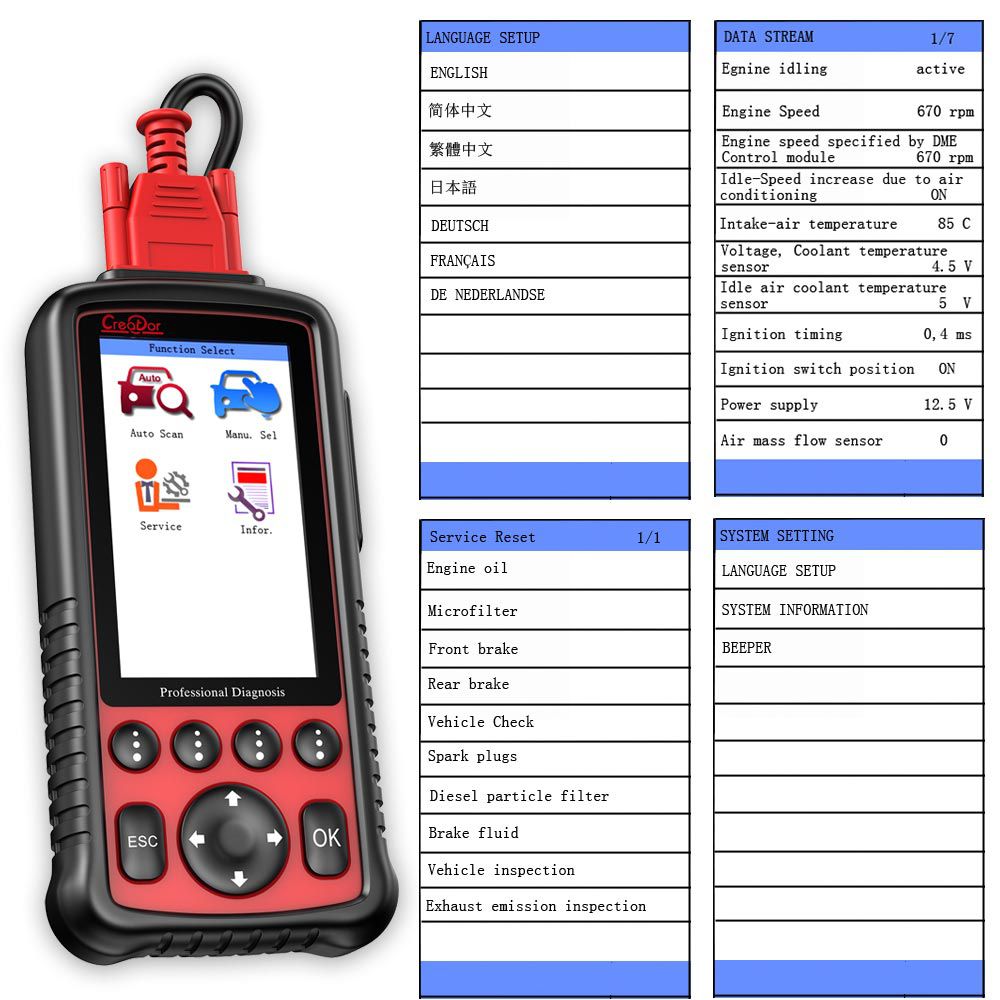 Creator C600 Professional Multi-System Scanner Car Diagnostic Tool Auto Diagnostic Scanner Code Reader