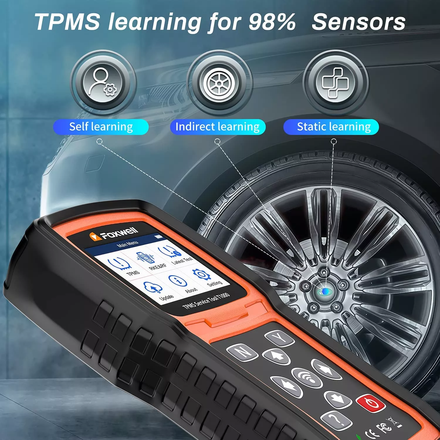 Foxwell T1000 TPMS Tool With TPMS Sensors Programming Activate Check RF Key FOB Tire Pressure Monitoring System Auto Tester Detector