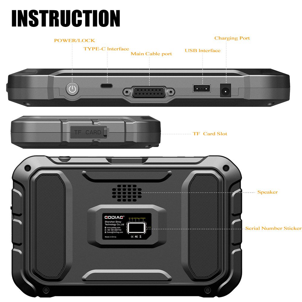 GODIAG GD801 Key Programmer Multi-language Support Mileage Correction ABS EPB TPMS EEPROM etc