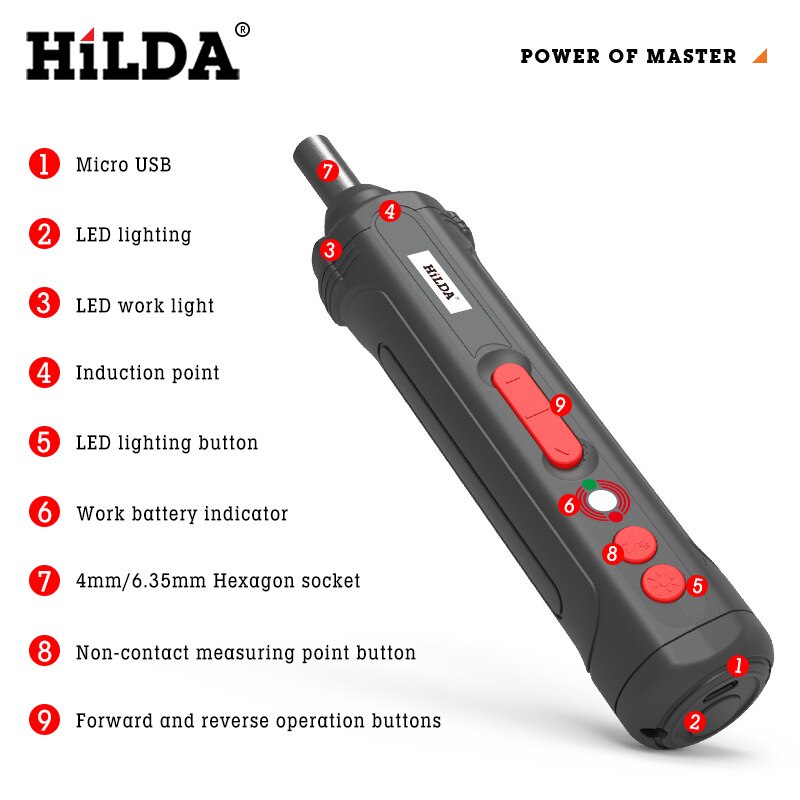 HiLDA 3.6V Electric Screwdriver Multifunctional Mini Rechargeable Lithium Screwdriver Machine with Electric Drill Bit
