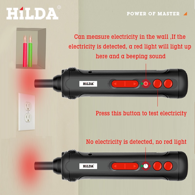 HILDA 4V Electrical Screwdriver Set Cordless Electric Drill USB Rechargeable Handle with LED 19 Bit Set Drill