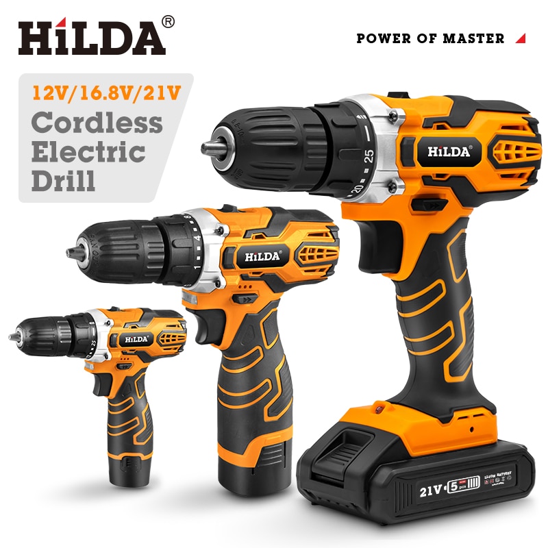 HILDA Cordless Drill Electric Drill Wireless Drill  Electric Screwdriver Cordless Screwdriver DC Lithium Battery Power Tools