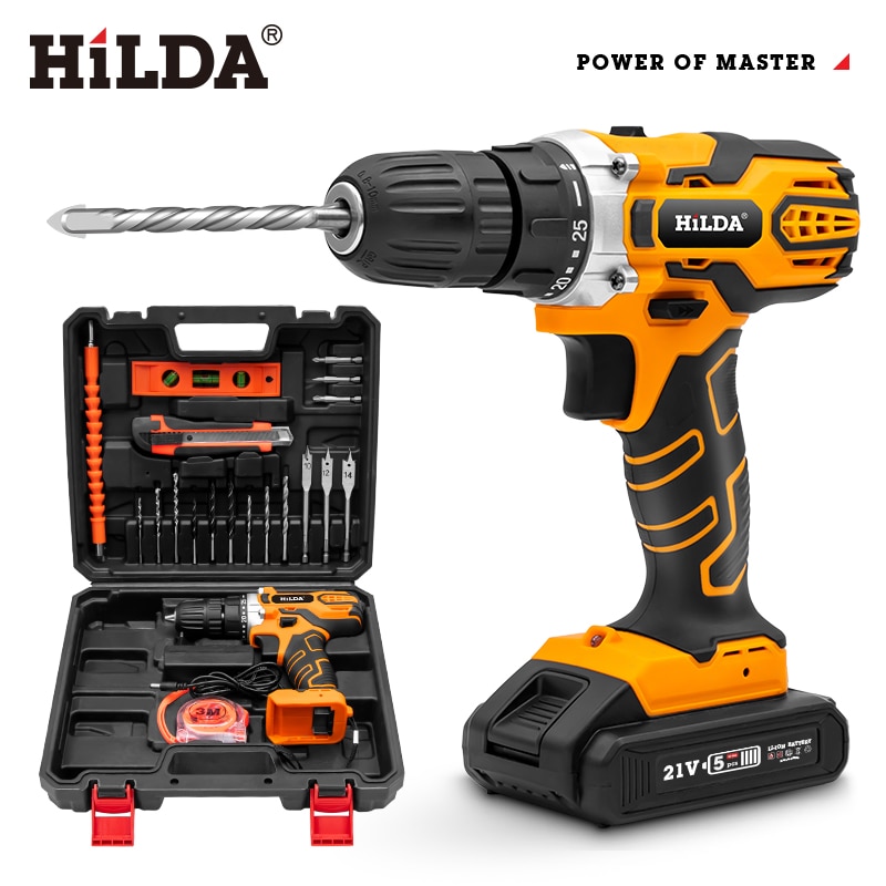 HILDA Cordless Drill Electric Drill Wireless Drill  Electric Screwdriver Cordless Screwdriver DC Lithium Battery Power Tools