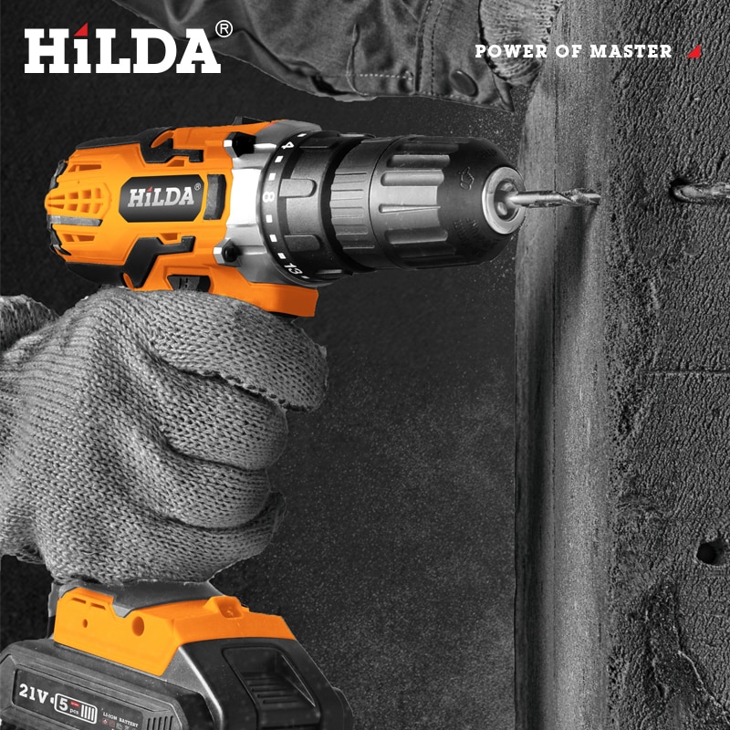 HILDA Electric Drill Cordless Screwdriver Lithium Battery  Mini Drill Cordless Screwdriver Power Tools Cordless Drill