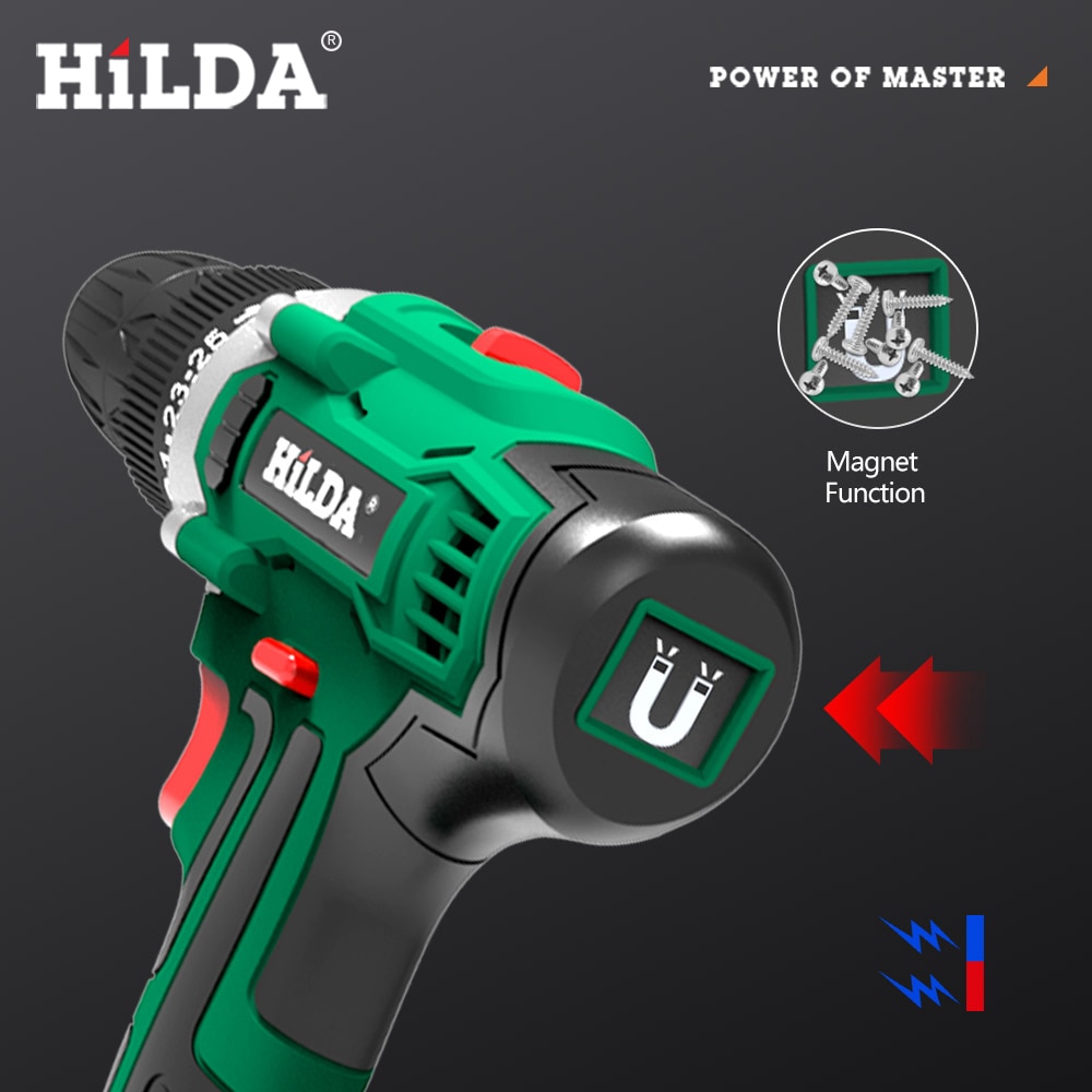 HILDA Electric Drill Cordless Screwdriver Lithium Battery Two-speed Mini Drill Cordless Screwdriver Power Tools