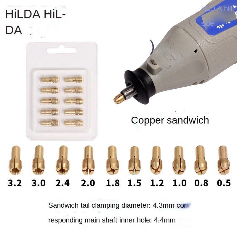 Hilda Mini Electric Mill Miniature Electric Drill 1.6mm 2.4mm 3.2Mm Thick Copper Chuck Copper Sandwich Set