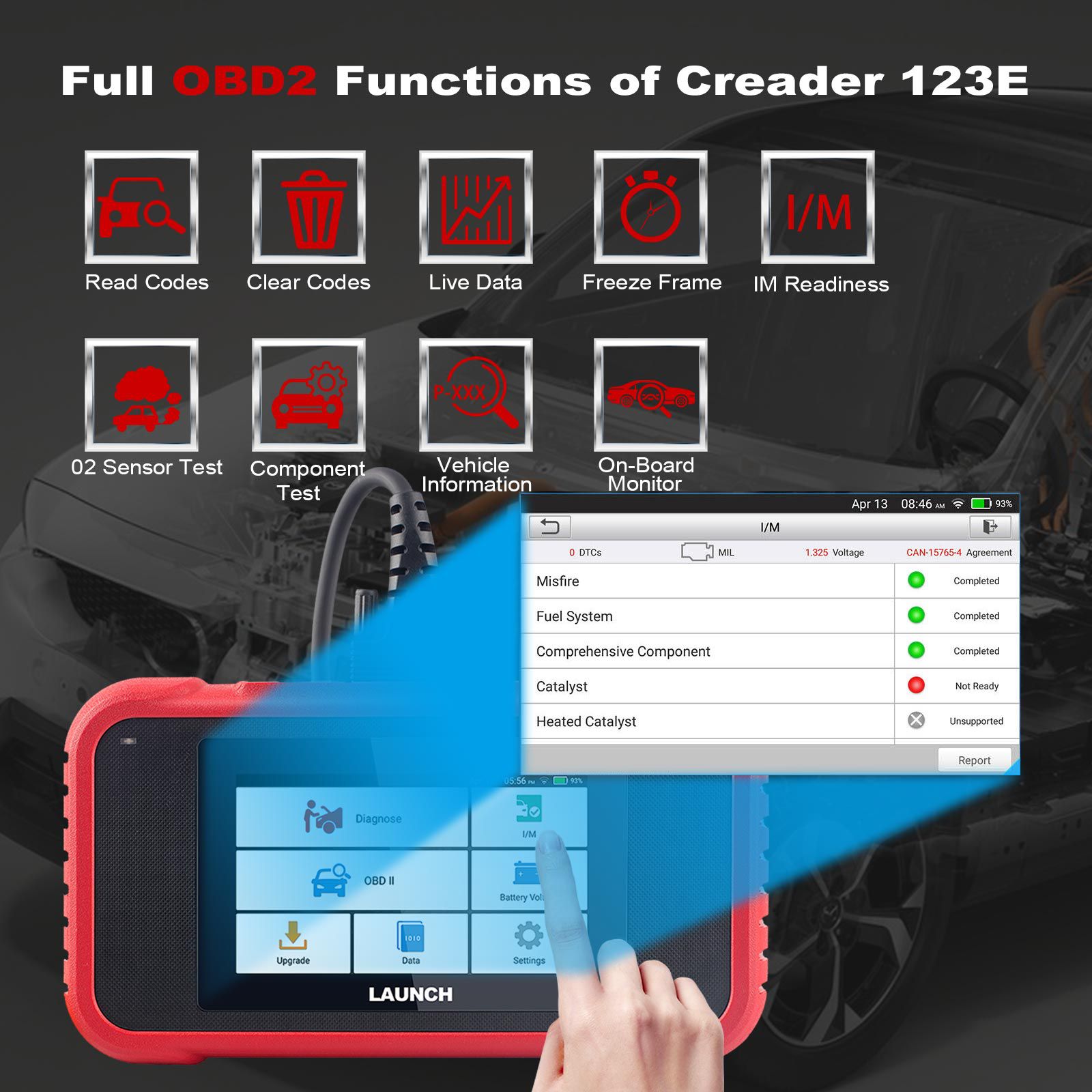 LAUNCH X431 CRP123E OBD2 Code Reader for Engine ABS Airbag SRS Transmission OBD Diagnostic Tool Free Update Online Lifetime