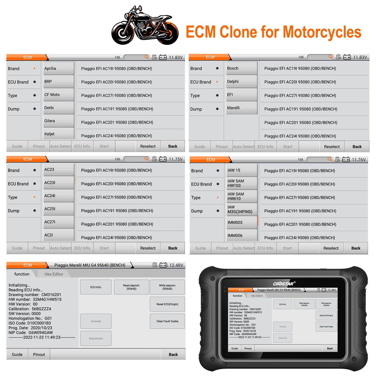 2023 OBDSTAR DC706 ECU Tool for Car and Motorcycle with ECM+TCM+BODY ECU Clone by OBD or BENCH