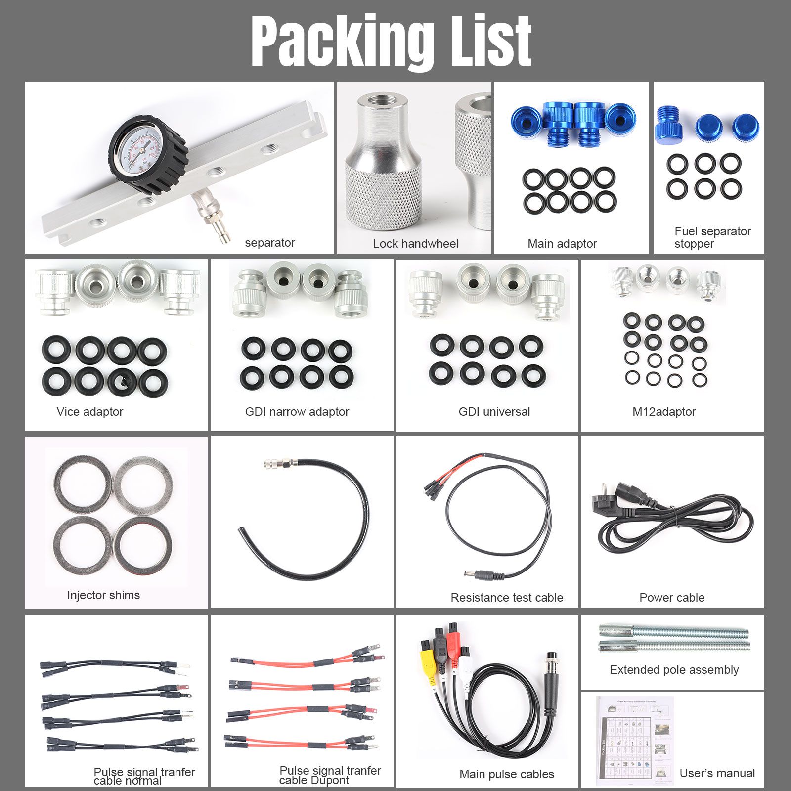 Summary PowerJet GDI S4 Injector Cleaner & Tester Machine Kit 4-Cylinder Support for 110V/220V Petrol Vehicles Motorcycle