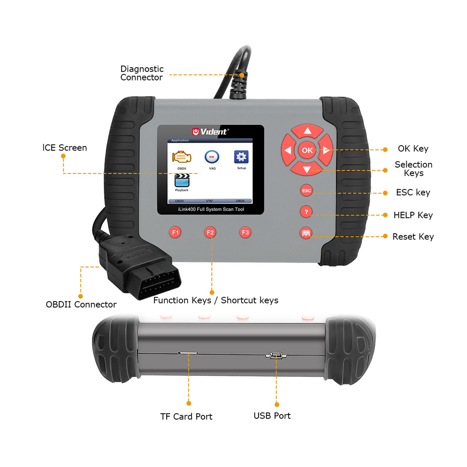 Original VIDENT iLink400 Full System Scan Tool Single Make Support ABS/SRS/EPB//DPF Regeneration/Oil Reset