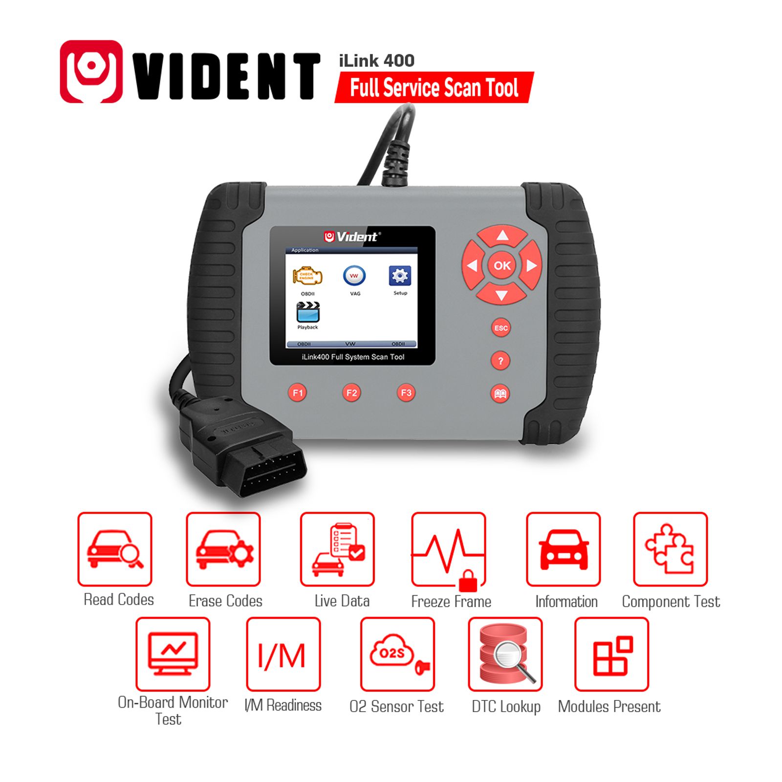 Original VIDENT iLink400 Full System Scan Tool Single Make Support ABS/SRS/EPB//DPF Regeneration/Oil Reset