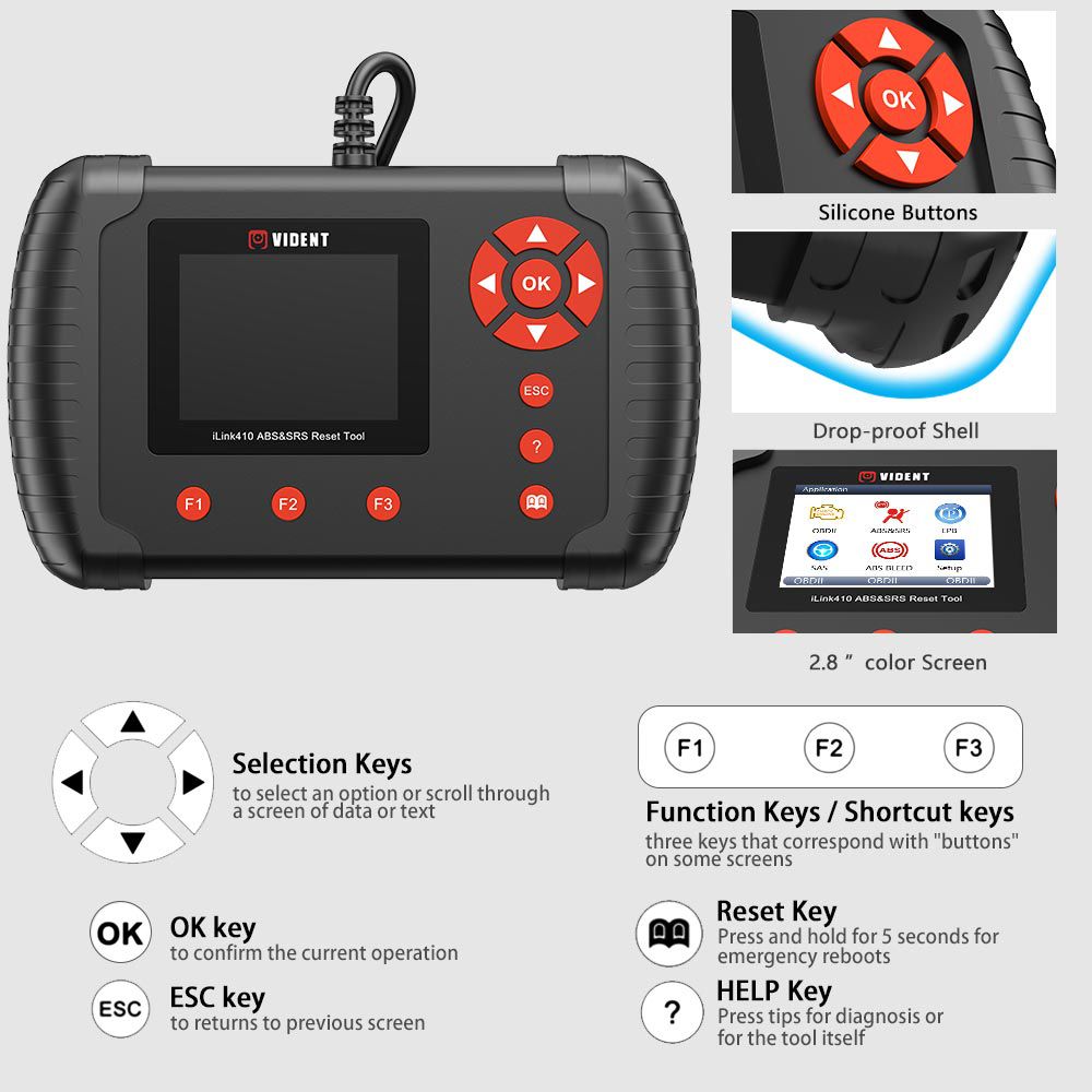 VIEDNT iLink410 ABS & SRS & SAS Reset Tool OBDII Diagnostic Tool Scan Tool