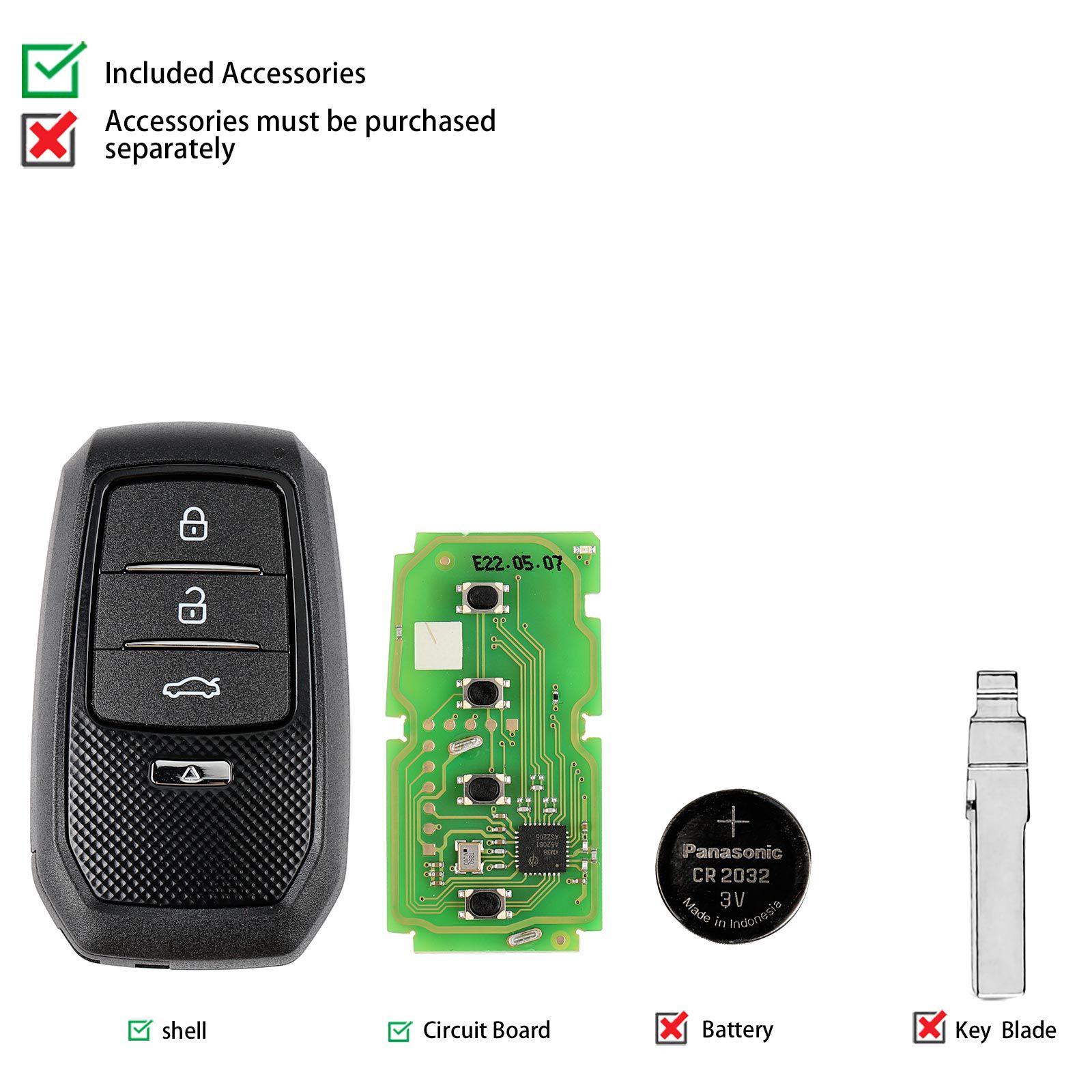 10pcs Xhorse XSTO01EN TOY.T for Toyota XM38 Smart Key with Shell