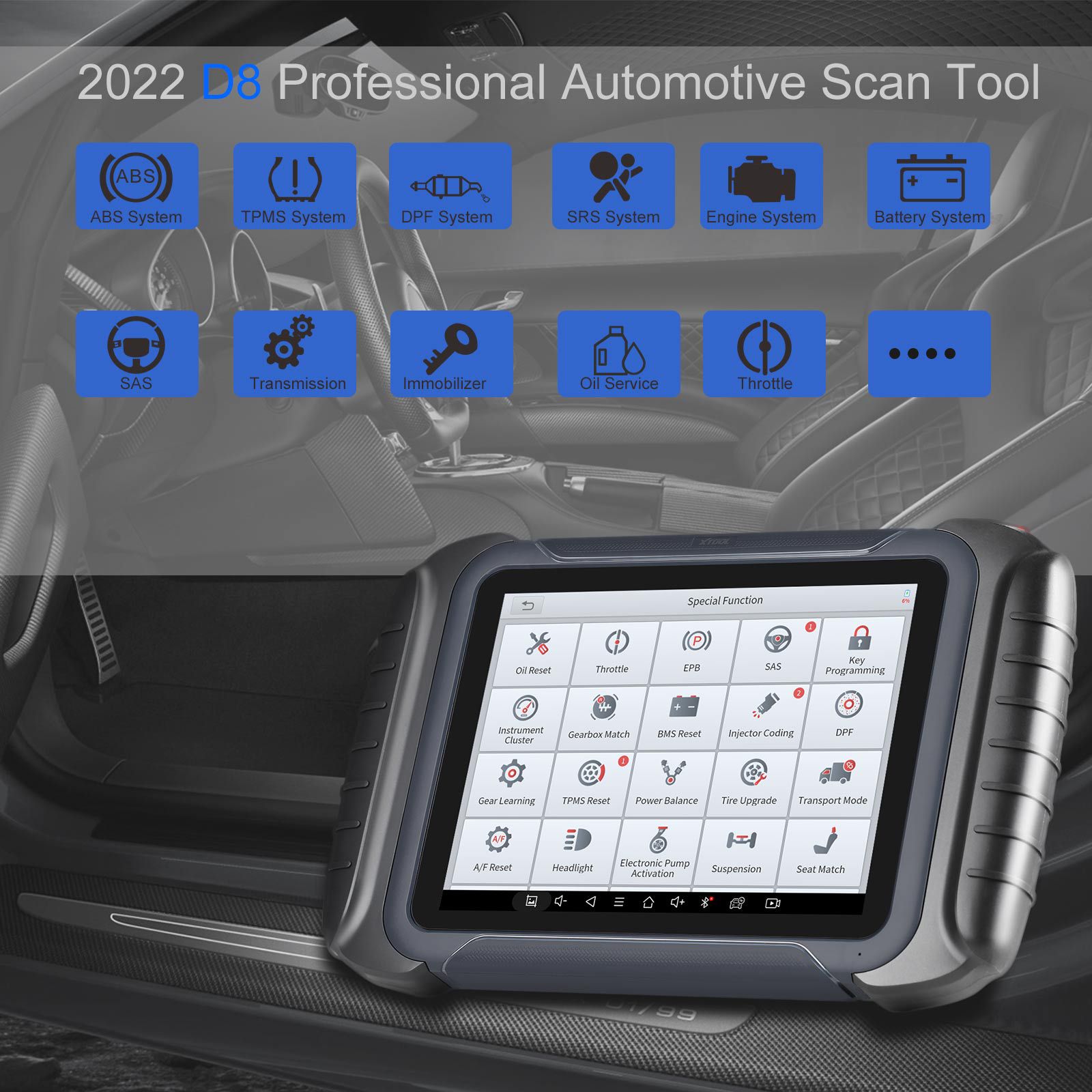  2023 XTOOL D8 Automotive Scan Tool Bi-Directional Control OBD2 Car Diagnostic Scanner+ECU Coding 31+ Services+Key Programming