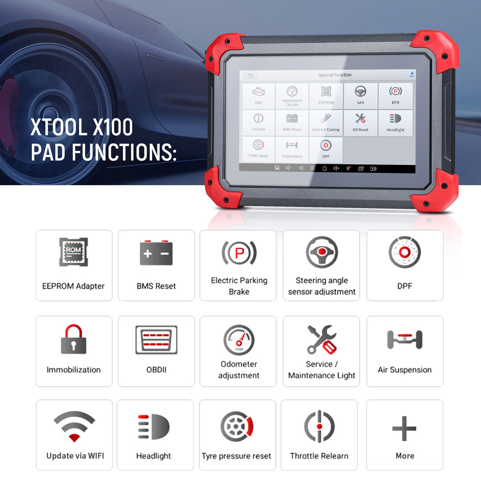 Newest XTOOL X100 PAD Key Programmer With Oil Rest Tool Odometer Adjustment and More Special Functions