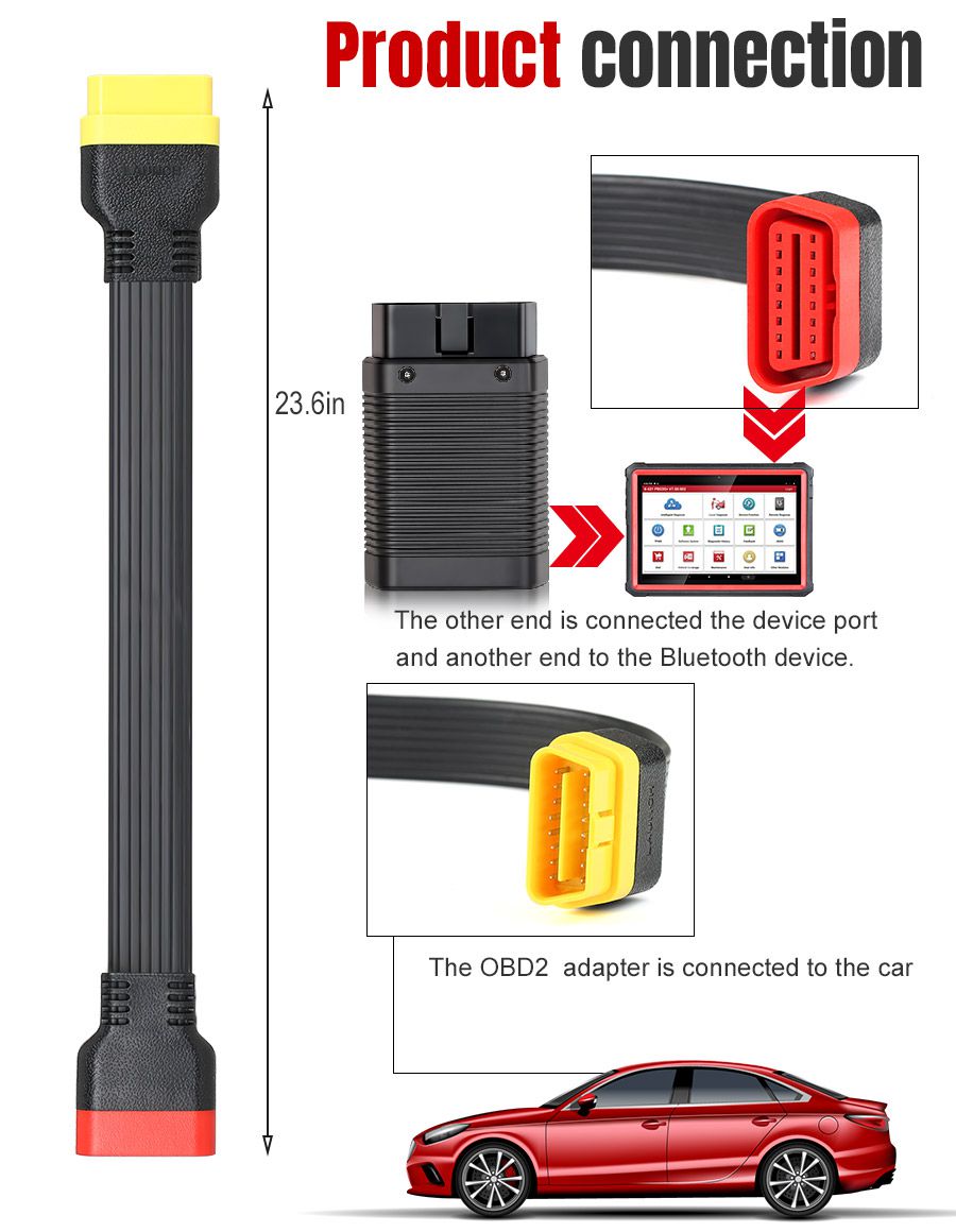 OBD2 Extension Cable 16Pin 23.6IN/60CM for Launch X431