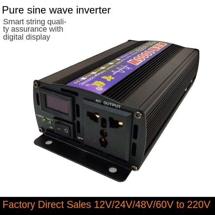 1000W Pure Sine Wave Voltage Converter 12V / 24V / 48V / 60V Portable Car Power Inverter Home Inverter Power Solar Inverter