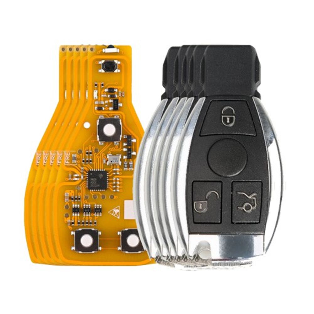 5pcs Xhorse VVDI BE Key Pro Yellow Color Verion No Points with Smart Key Shell 3 Buttons/ 4 Buttons with Panic for Mercedes Benz