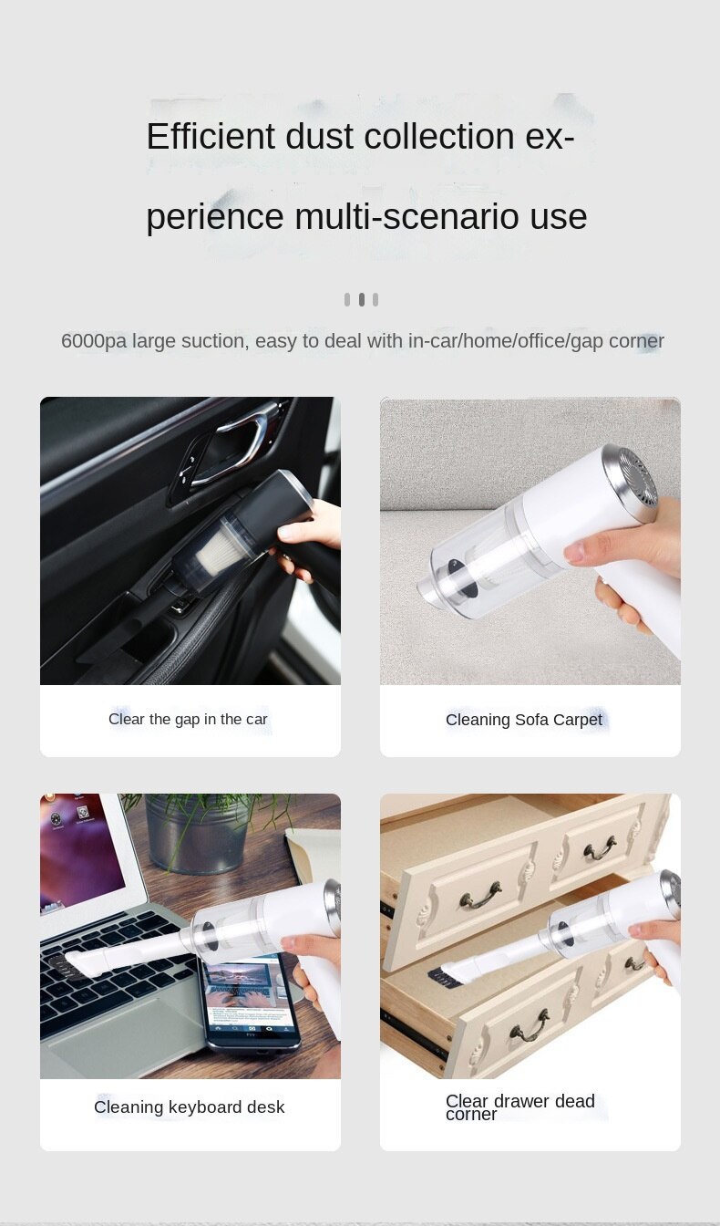 6000pa Car Cleaner Wet/Dry Vacuum Cleaner House Anti-Mite Handheld Portable Wireless Automobile Vacuum Cleaner Filter Element