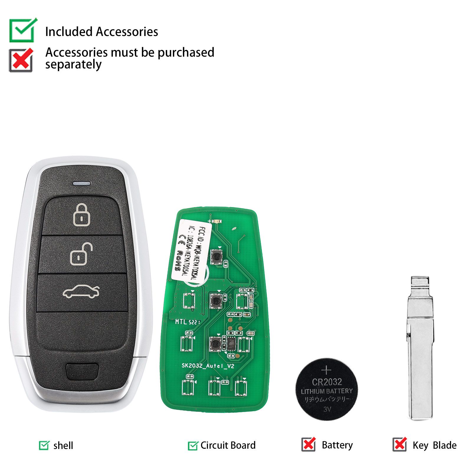 AUTEL IKEYAT003BL 3 Buttons Independent Universal Smart Key 5pcs/lot