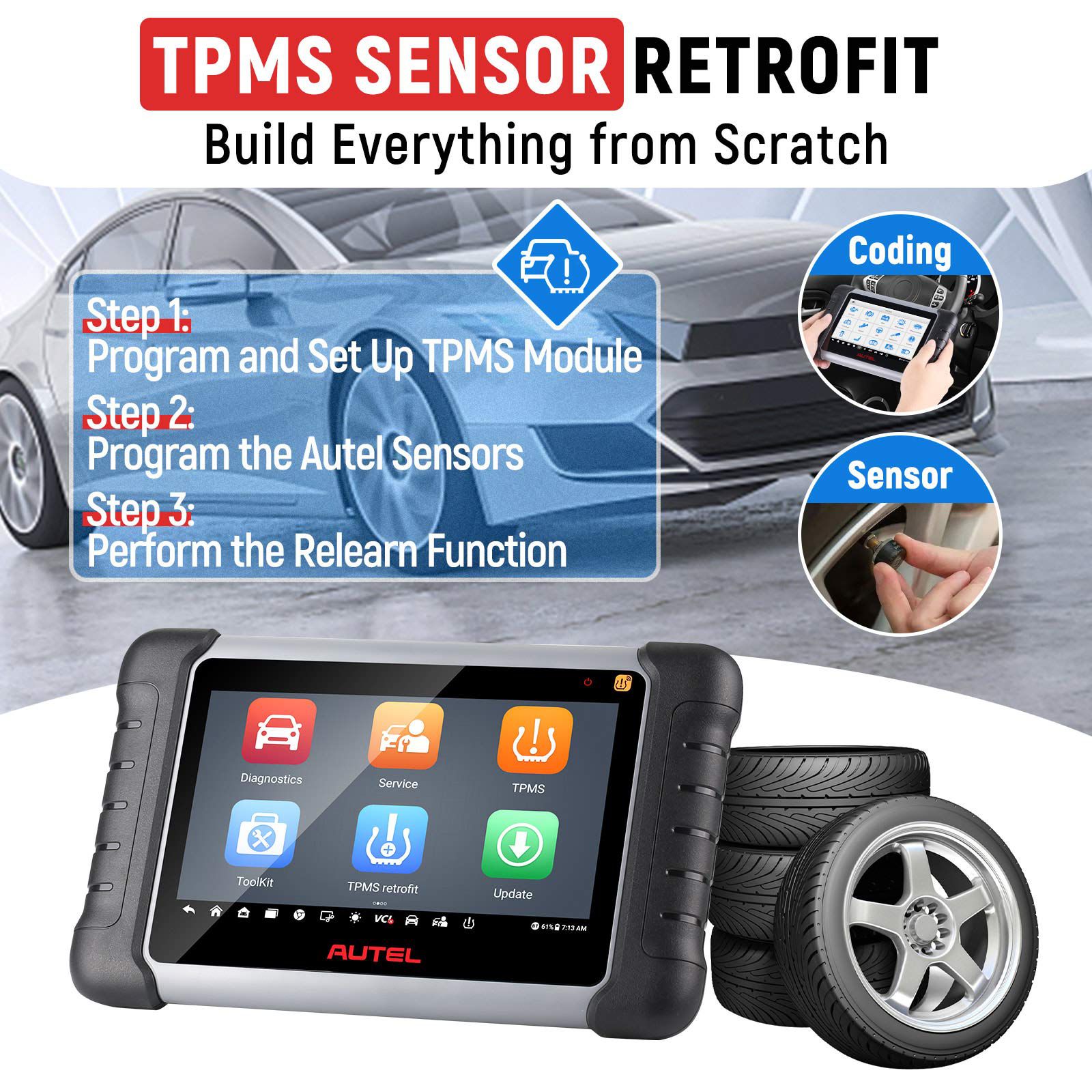 Autel MaxiCOM MK808TS Auto TPMS Relearn Tool Universal Tire Sensor Activation Pressure Monitor Reset Scanner