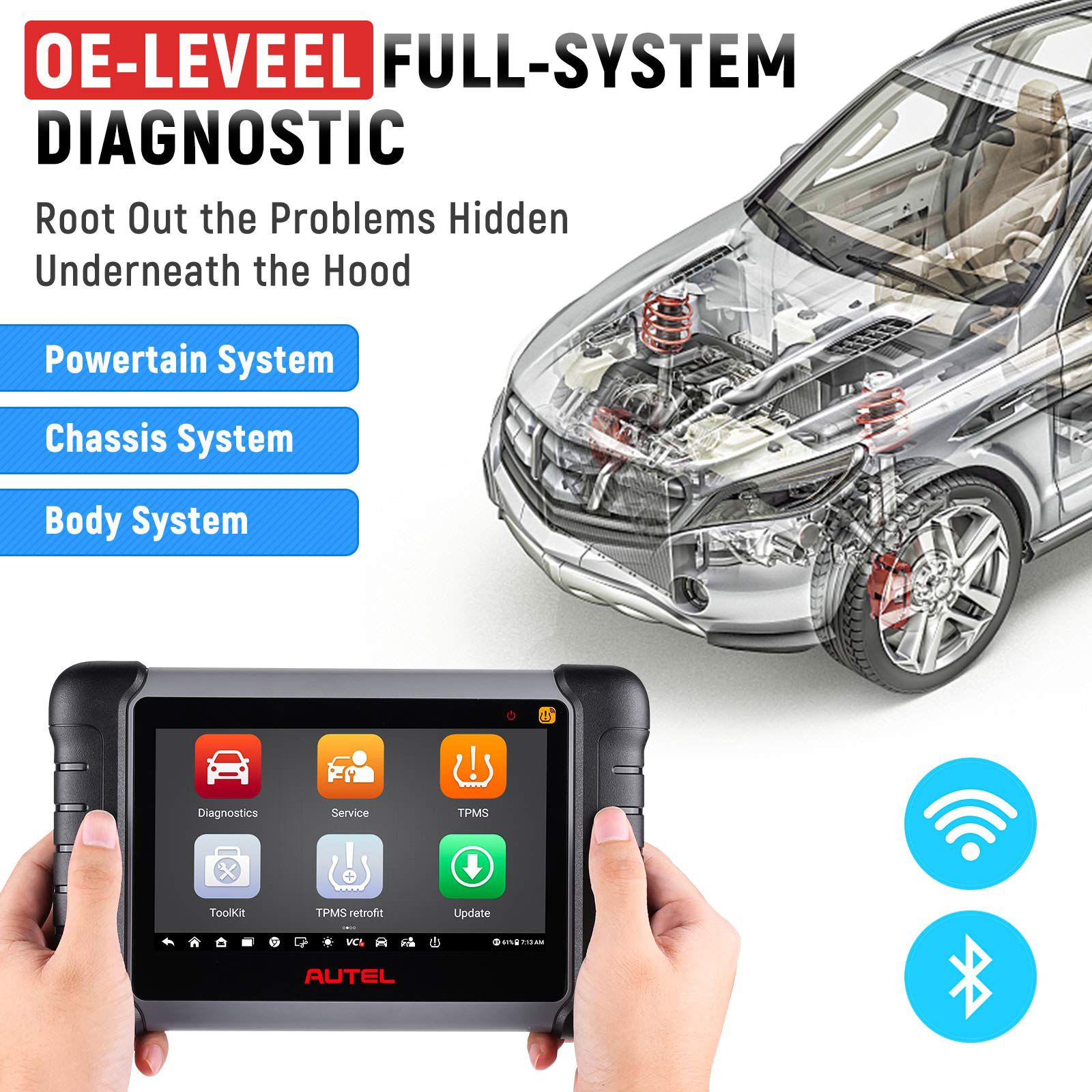 Autel MaxiCOM MK808TS Auto TPMS Relearn Tool Universal Tire Sensor Activation Pressure Monitor Reset Scanner