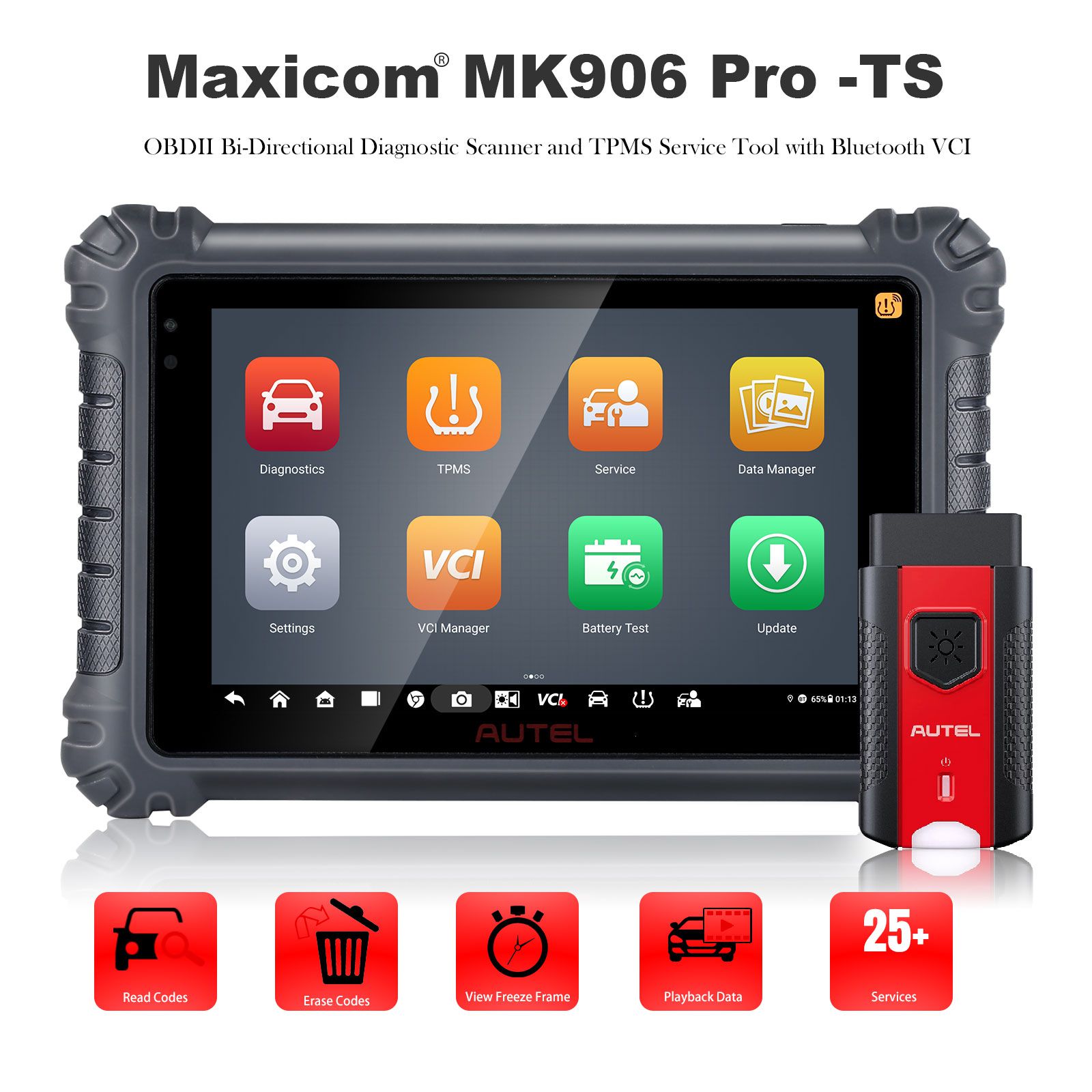 2023 Newest Autel MaxiCOM MK906 PRO-TS Automotive Diagnose and TPMS Relearn Tool Support FCA Access DoIP & CAN FD and ECU Coding