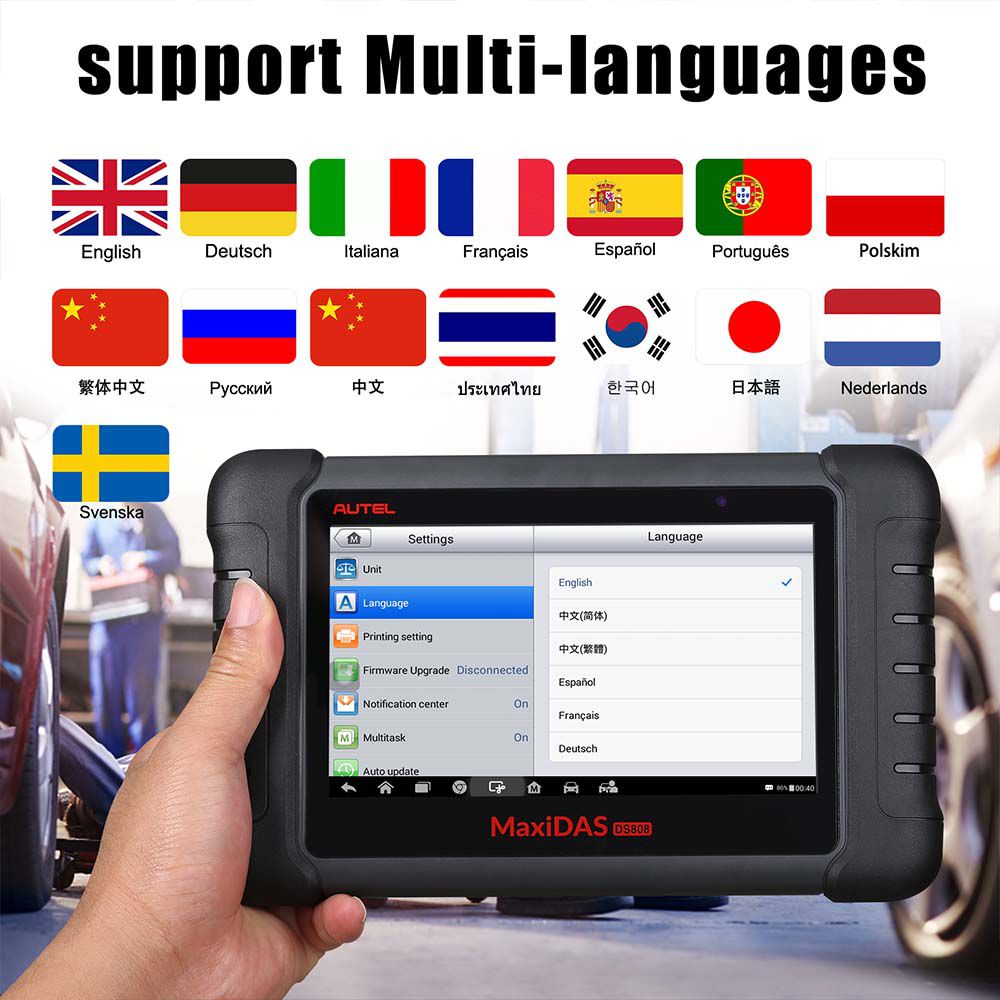 Original Autel MaxiDAS DS808 Tablet Diagnostic Tool Full Set Support Injector Coding & Key Coding Free Update Online