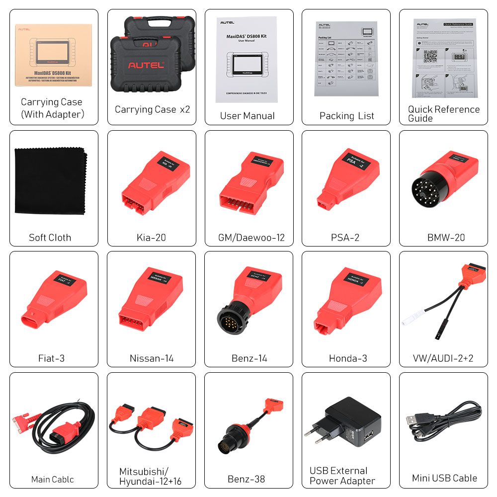 Original Autel MaxiDAS DS808 Tablet Diagnostic Tool Full Set Support Injector Coding & Key Coding Free Update Online