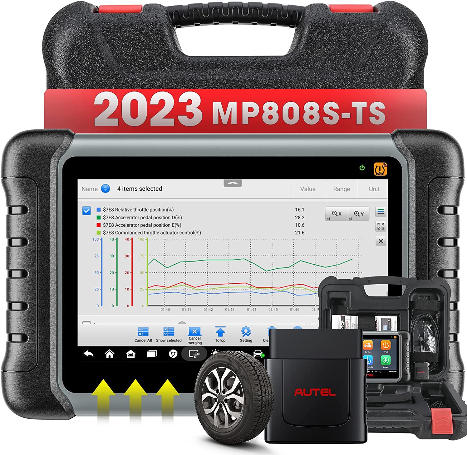 2023 Autel MaxiPRO MP808S-TS TPMS Bidirectional Tool with TPMS Relearn Rest Programming, OE ECU Coding, Active Test, 31 Service, Full System Diagnose