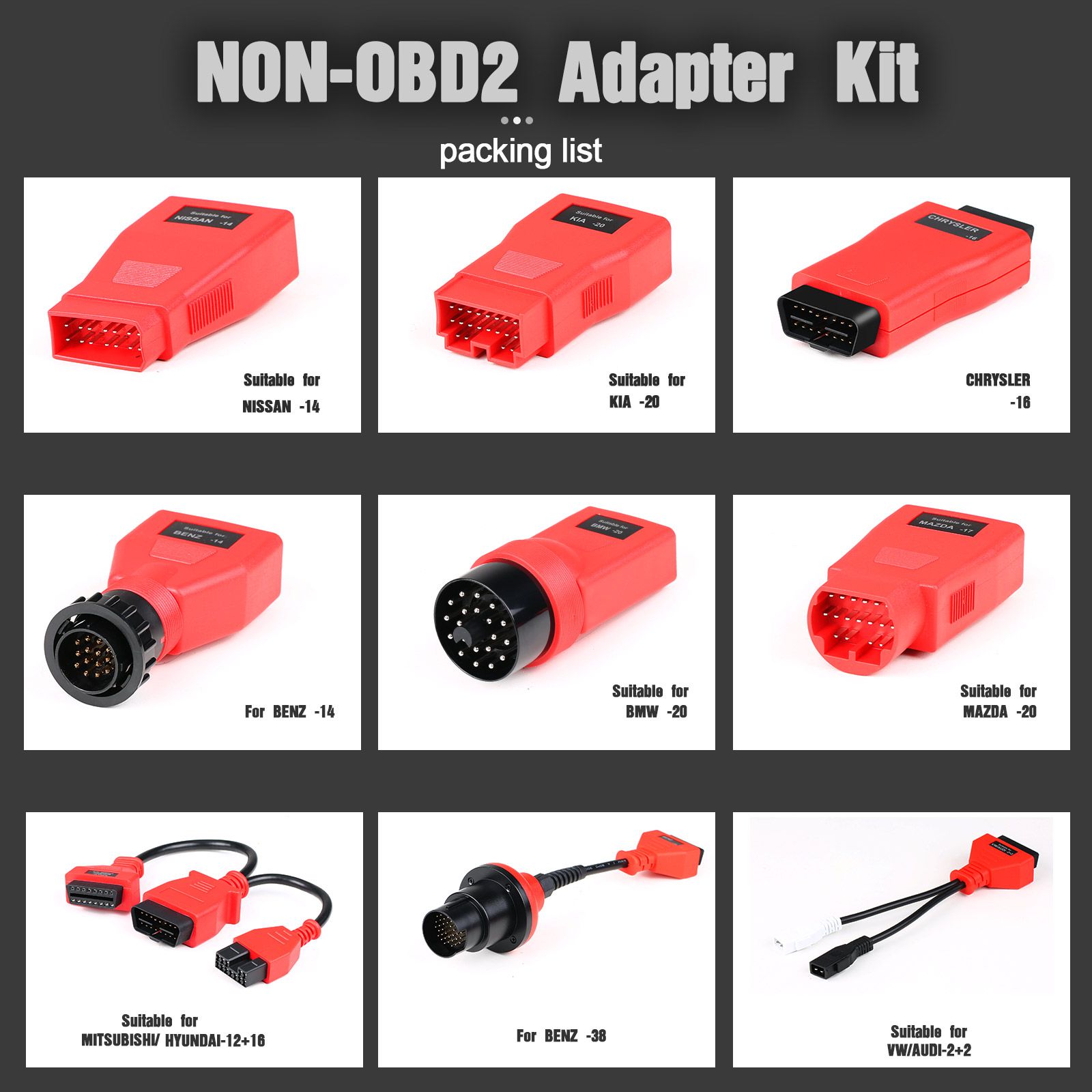 Autel MaxiSys MSOBD2KIT Non-OBDII Adapters Kit OE-Compliant Connectors Compatible with Maxisys Ultra/ MS919/ MS909/ MK908P/ Elite II