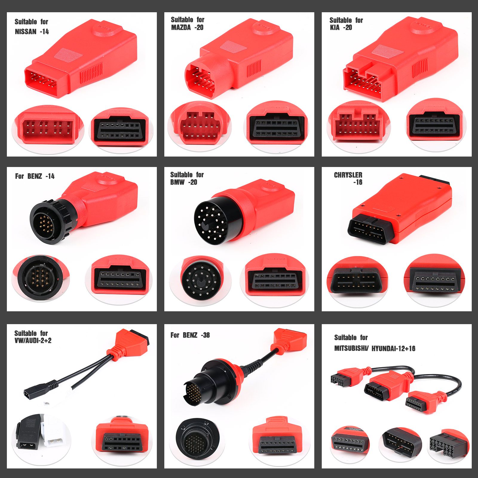 Autel MaxiSys MSOBD2KIT Non-OBDII Adapters Kit OE-Compliant Connectors Compatible with Maxisys Ultra/ MS919/ MS909/ MK908P/ Elite II