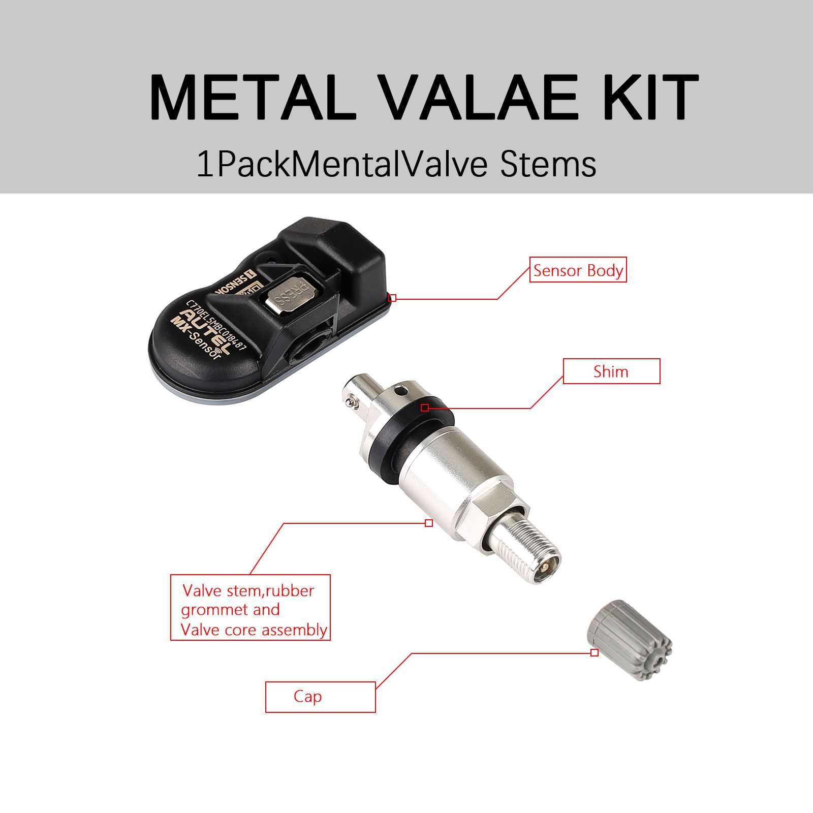 Autel MX-Sensor 315MHz+433MHz 2 in 1 Universal Programmable TPMS Sensor Metal/Rubber OE Level Tire Pressure Monitoring System