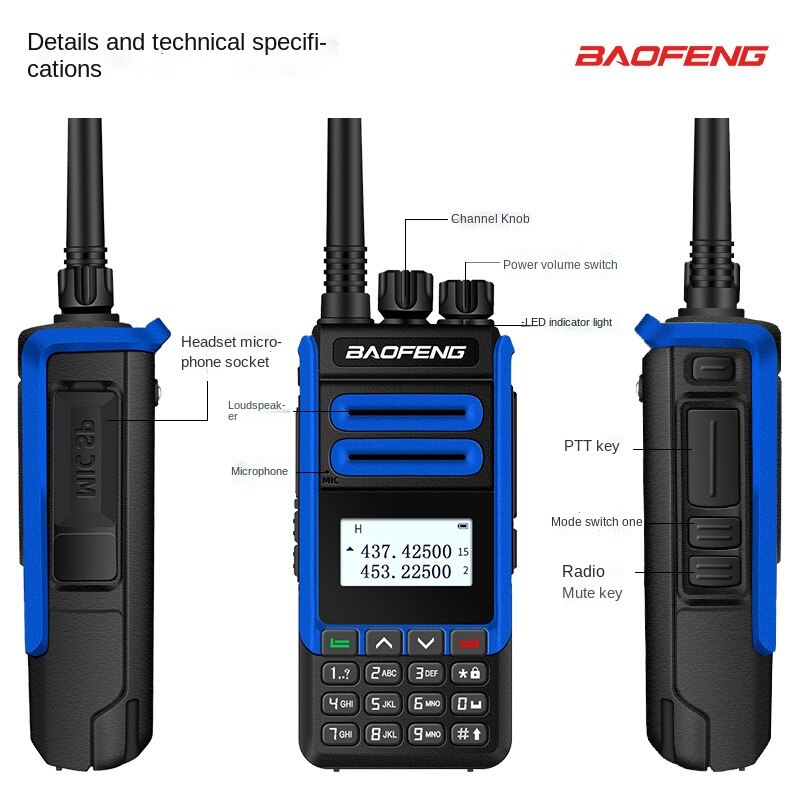 Baofeng BF-H7 High Power 10W Walkie Talkie UV Double Band Walkie Talkie Mobile Radio