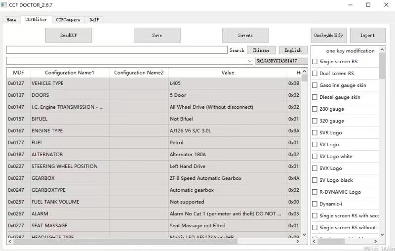 CCF Doctor Editor 2.6.7 for 2017-2022 JLR Jaguar via OBD2 No Need Shipping