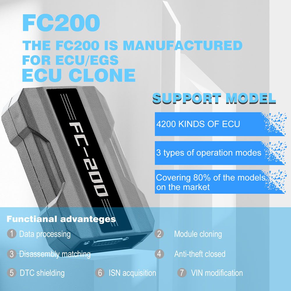 V1.0.7 CG FC200 ECU Programmer Full Version Support 4200 ECUs and 3 Operating Modes Upgrade of AT200