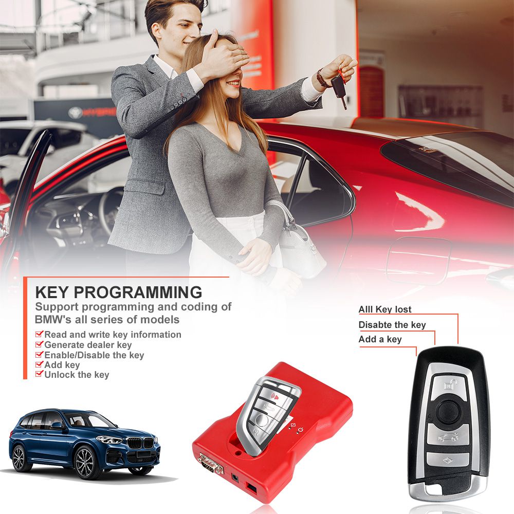 CGDI Prog BMW MSV80 Auto Key Programmer with BMW FEM/EDC Function Get Free Reading 8 Foot Chip Free Clip Adapter