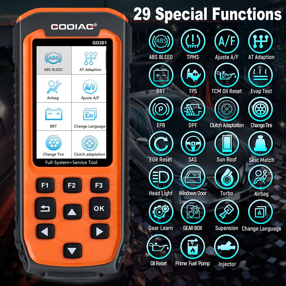 GODIAG GD201 Professional OBDII All-makes Full System Diagnostic Tool with 29 Service Reset Functions