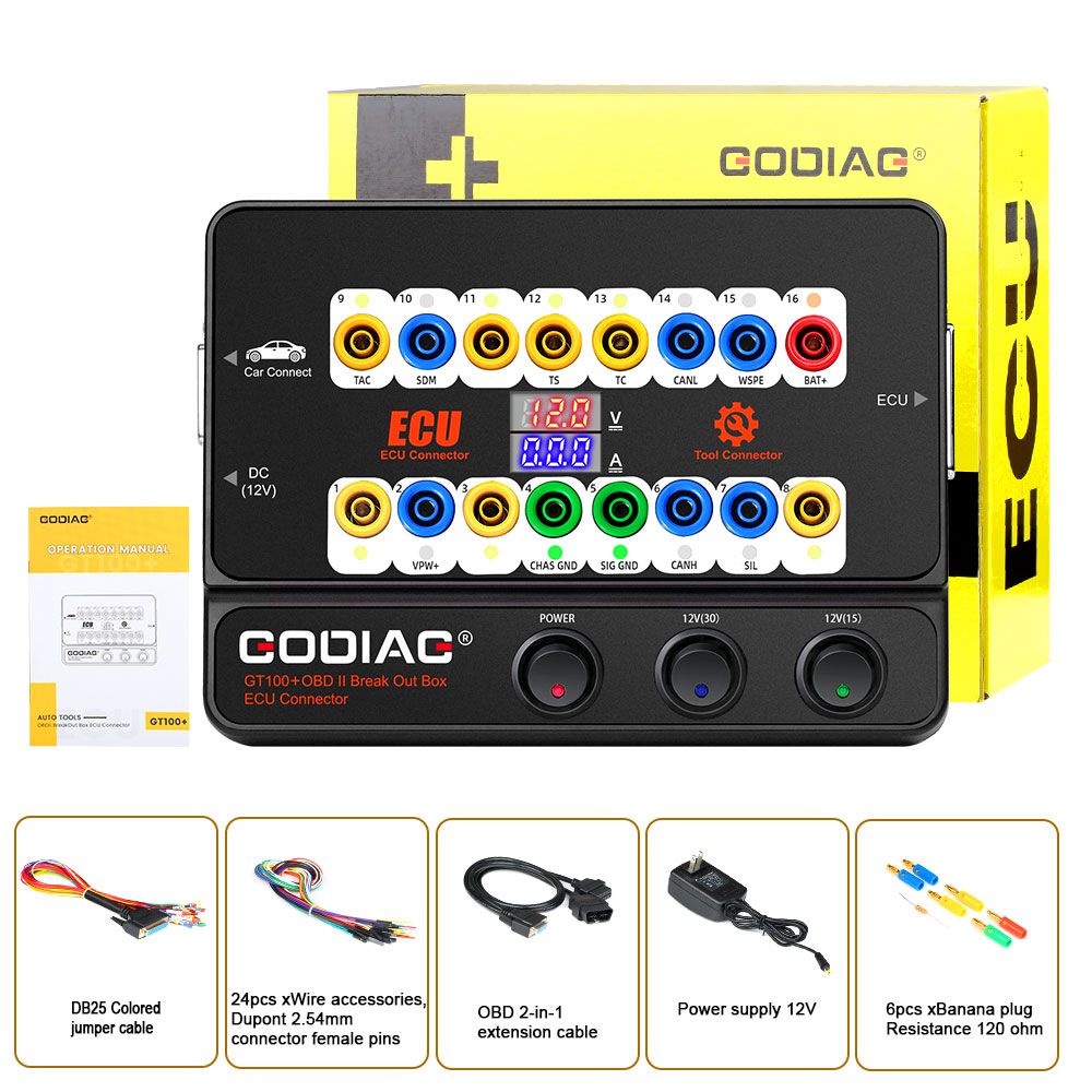 GODIAG GT100+ GT100 Pro New Generation OBDII Breakout Box with Electronic Current Display