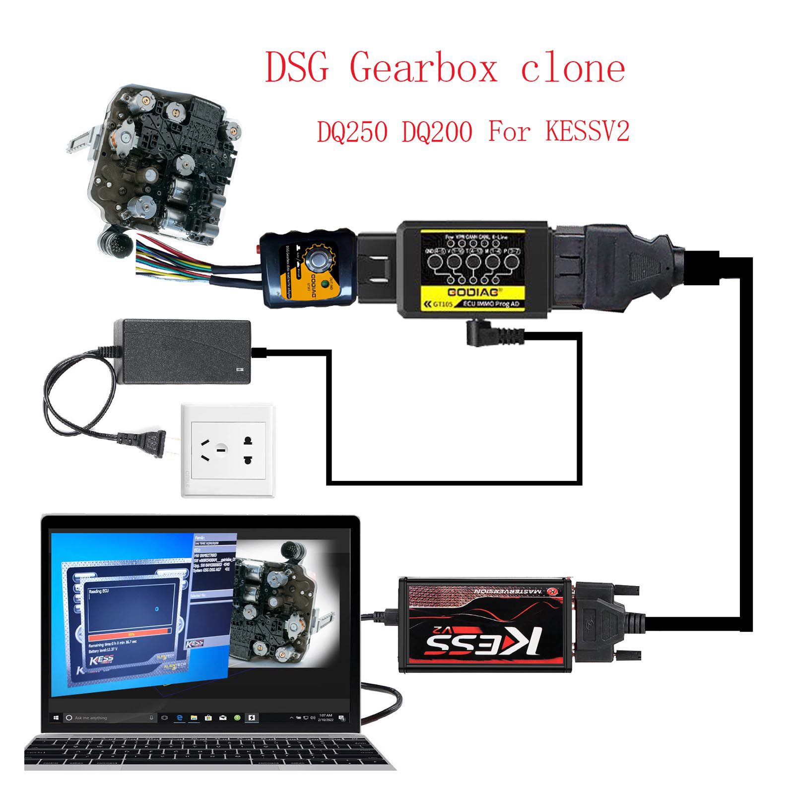 2023 Newest GODIAG GT105 ECU IMMO Kit Plus GT107 DSG Gearbox Data Read/Write Adapter for DQ250, DQ200, VL381, VL300, DQ500, DL501