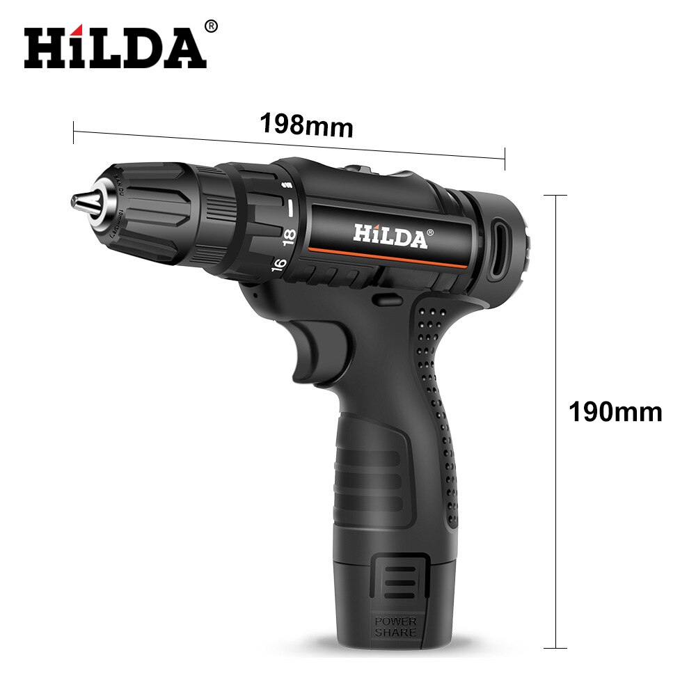 HiLDA Electric Screwdriver Lithium Electric Drill Household 12V Wireless Impact Electric Hand Drill Charging Screwdriver Drill