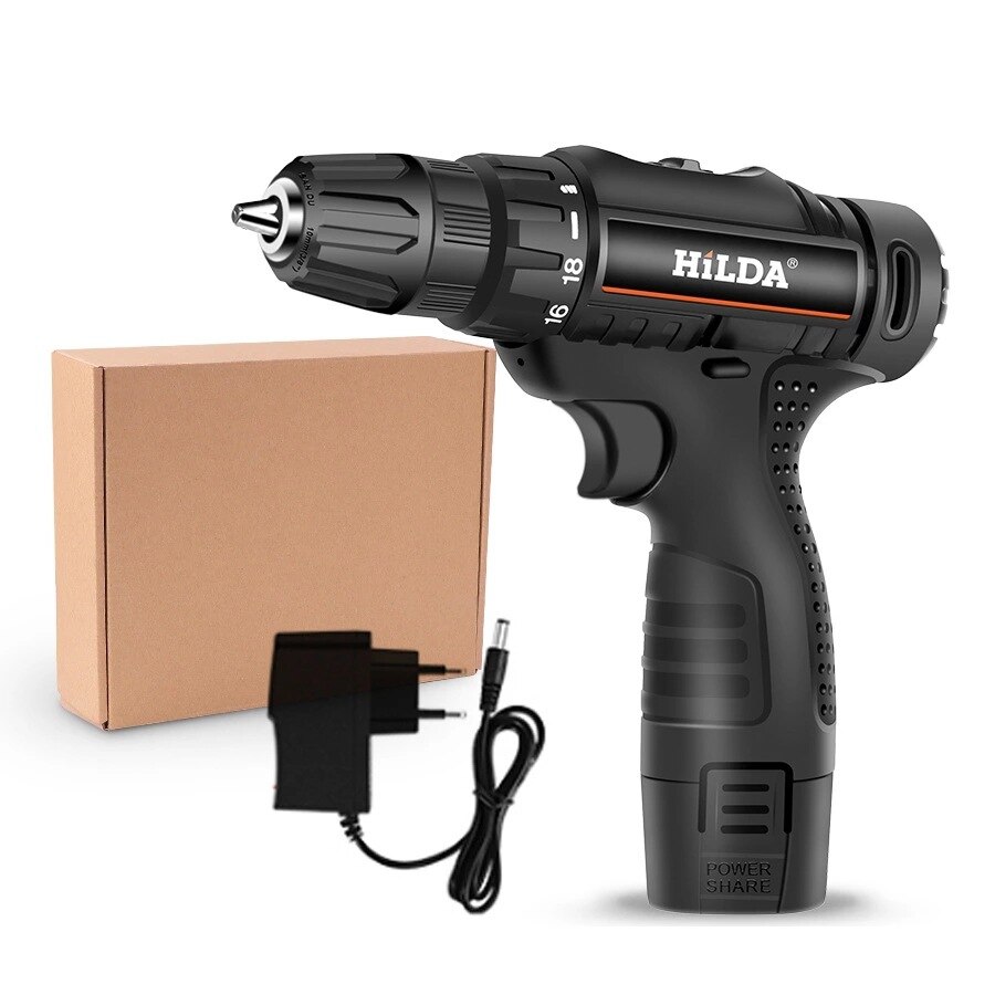 HiLDA Electric Screwdriver Lithium Electric Drill Household 12V Wireless Impact Electric Hand Drill Charging Screwdriver Drill