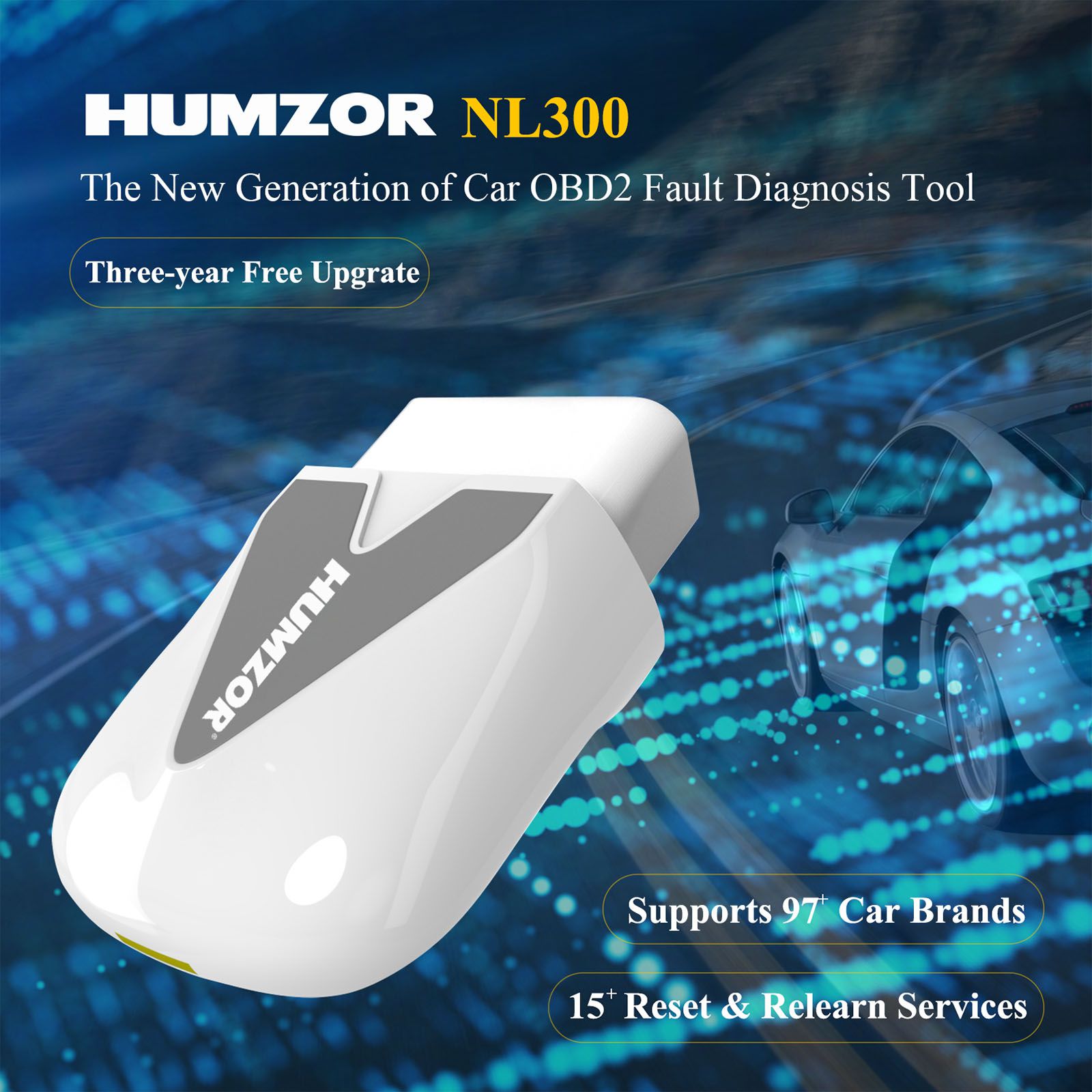 2023 Newest Humzor NEXZSCAN NL300 Full Version with OBD Diagnoses ECU Coding OBD2 Code Reader and Multi-Reset Functions Free Software Update