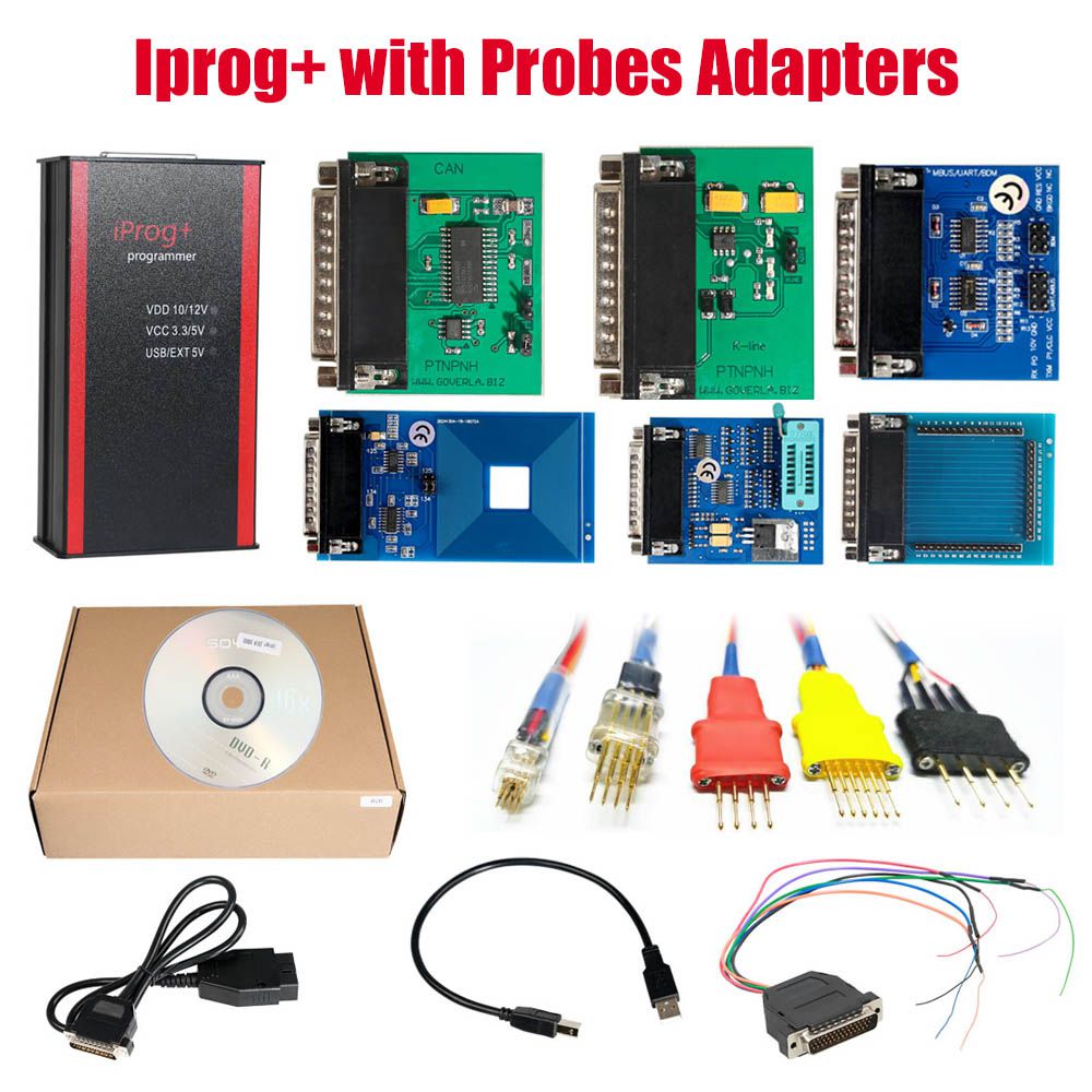 V84 Iprog+ Pro Programmer with Probes Adapters for in-circuit ECU Free Shipping